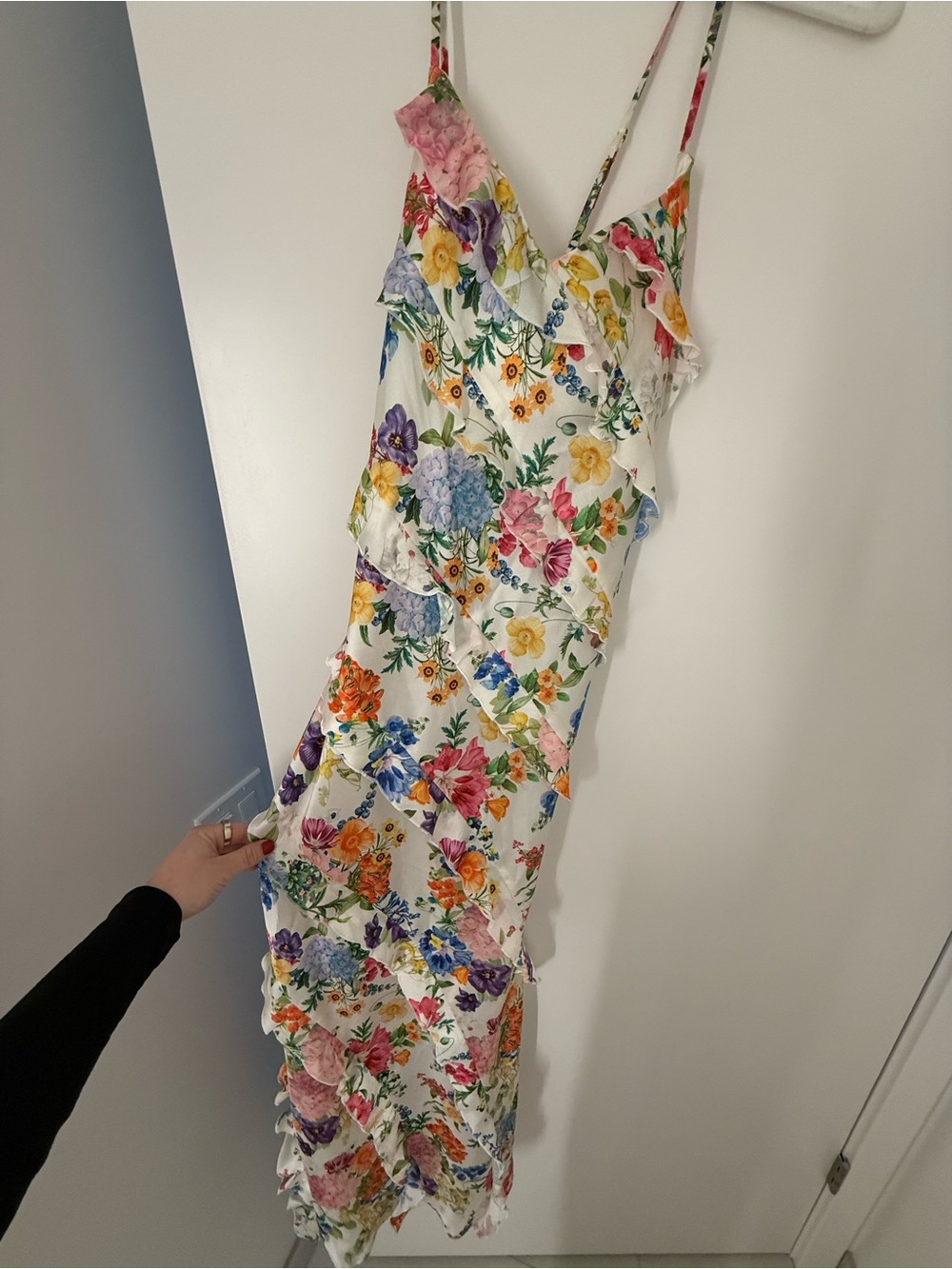 show me your mumu romance ruffle dress